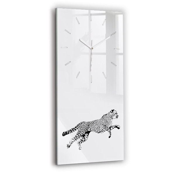 Vertical wall clock Silhouette of a panther