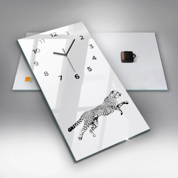 Vertical wall clock Silhouette of a panther