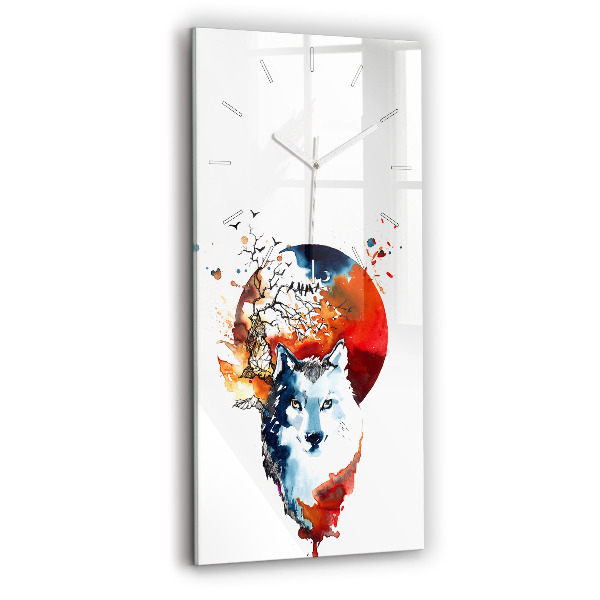 Vertical wall clock The Wolf and the Full Moon
