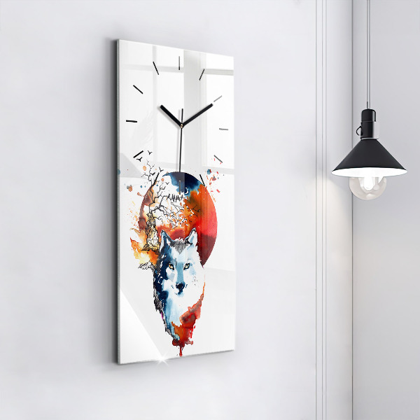 Vertical wall clock The Wolf and the Full Moon