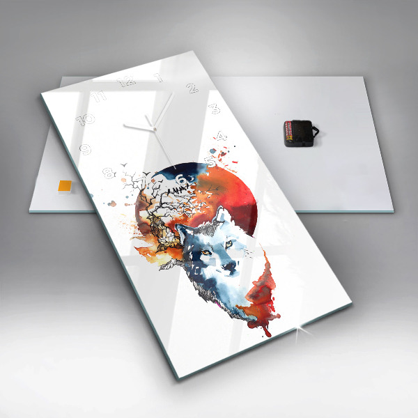 Vertical wall clock The Wolf and the Full Moon