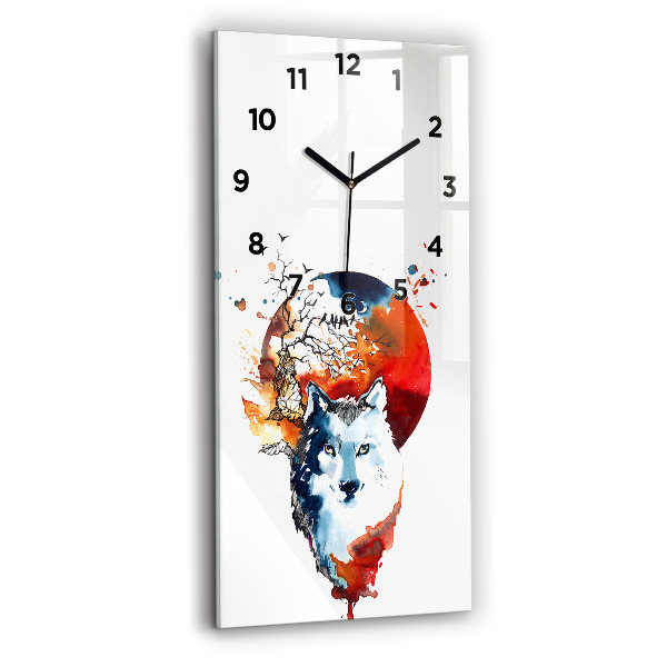 Vertical wall clock The Wolf and the Full Moon