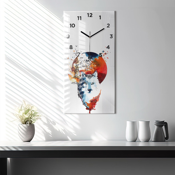 Vertical wall clock The Wolf and the Full Moon