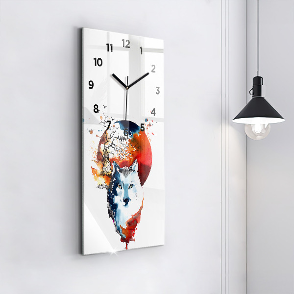 Vertical wall clock The Wolf and the Full Moon