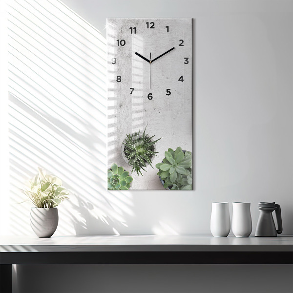 Vertical wall clock Ornamental plants