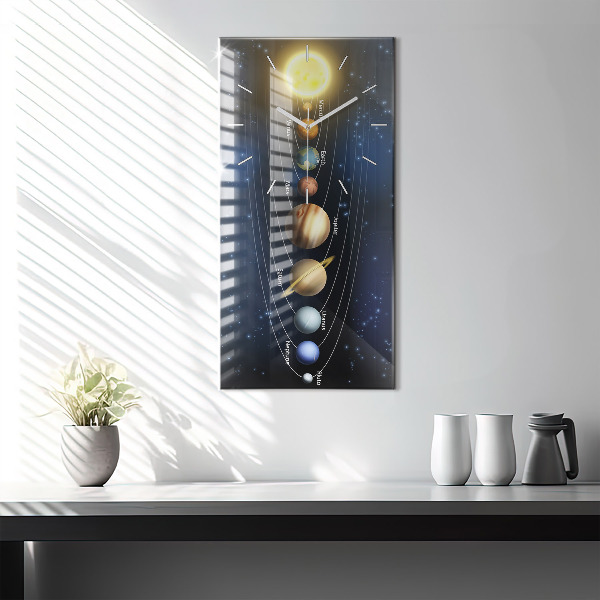 Vertical wall clock Solar system