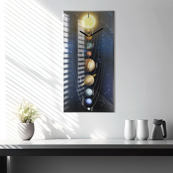 Vertical wall clock Solar system