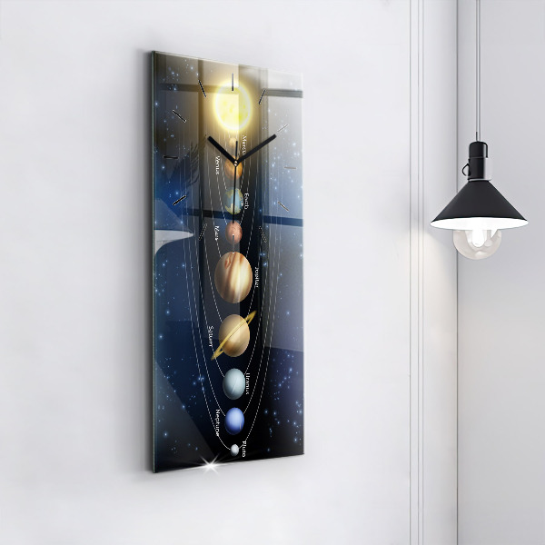 Vertical wall clock Solar system