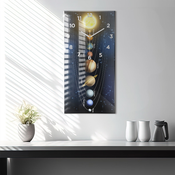 Vertical wall clock Solar system