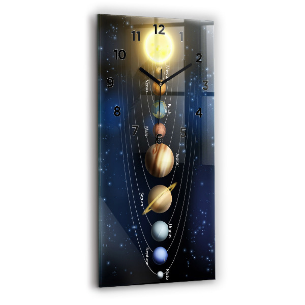 Vertical wall clock Solar system