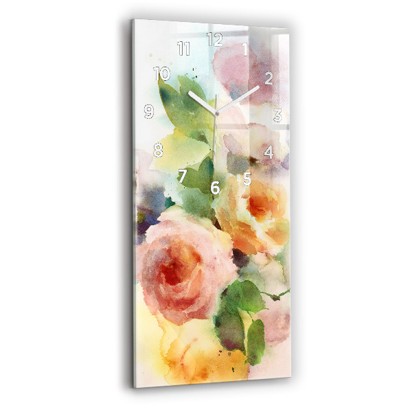 Vertical wall clock Roses in a Vase Watercolor