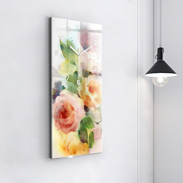 Vertical wall clock Roses in a Vase Watercolor
