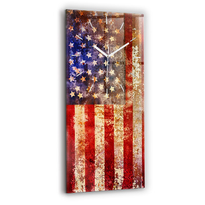 Vertical wall clock Vintage USA Flag