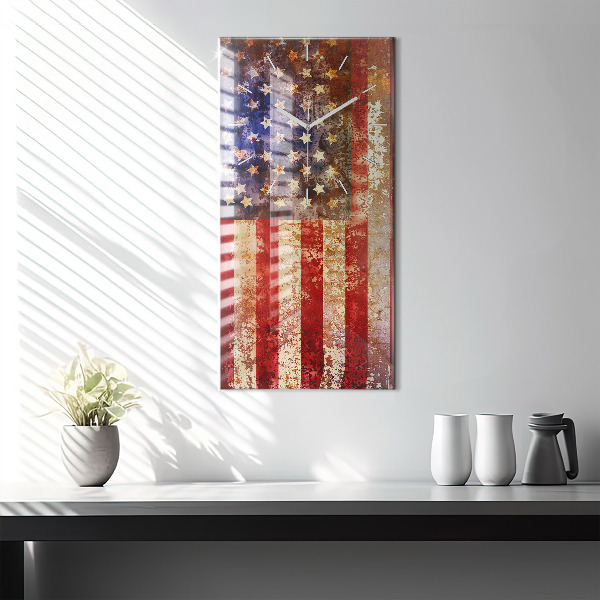 Vertical wall clock Vintage USA Flag