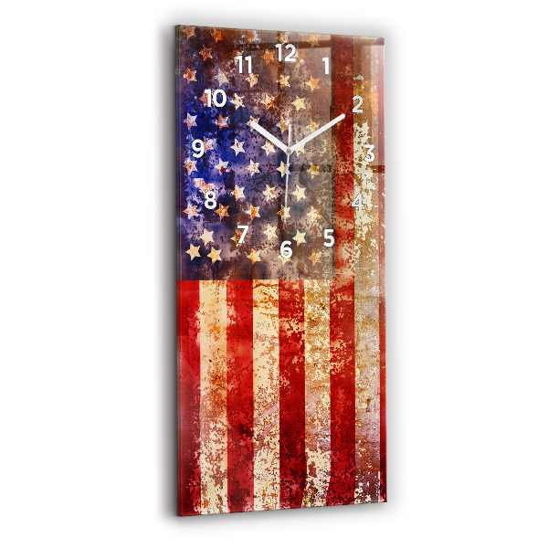 Vertical wall clock Vintage USA Flag