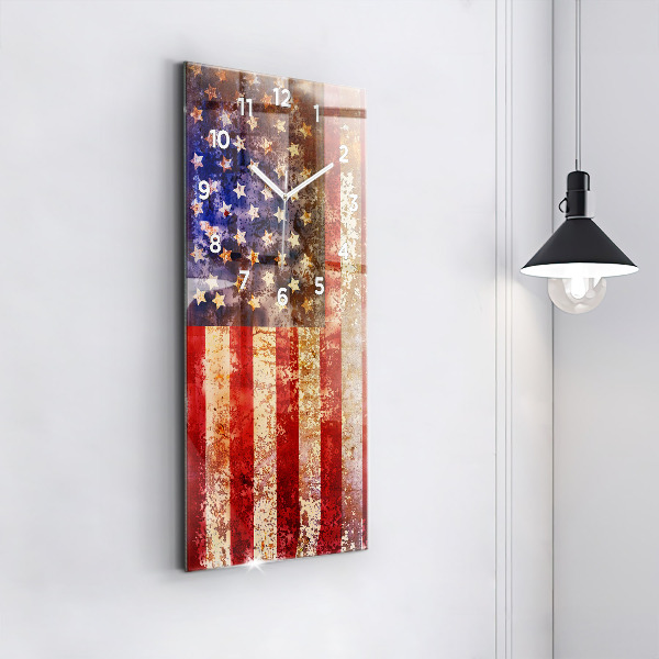 Vertical wall clock Vintage USA Flag