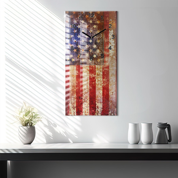 Vertical wall clock Vintage USA Flag