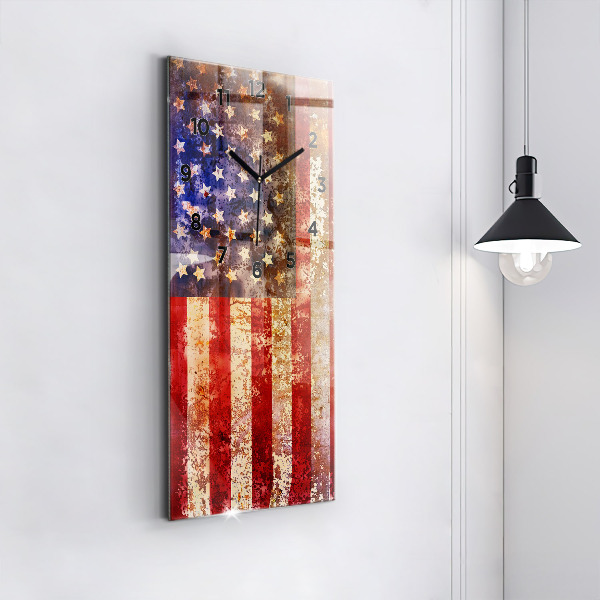 Vertical wall clock Vintage USA Flag