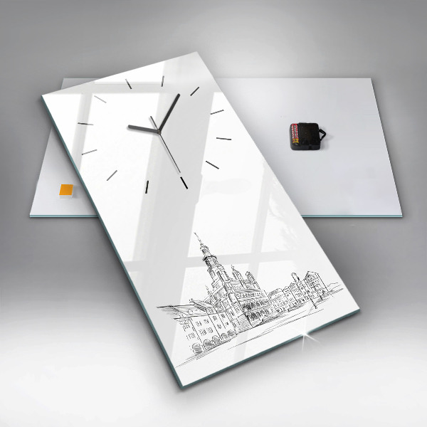 Vertical wall clock Sketch of the old town of Poznań
