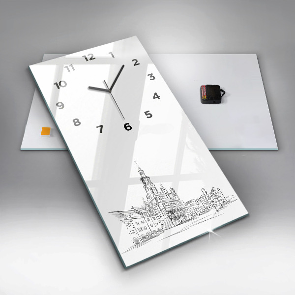 Vertical wall clock Sketch of the old town of Poznań