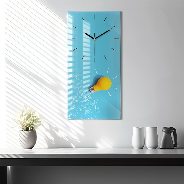 Vertical wall clock Light bulb drawing
