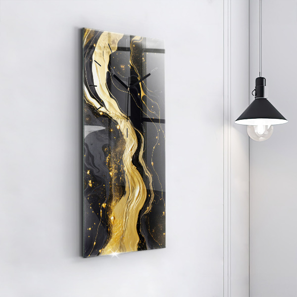 Vertical wall clock Gold marble