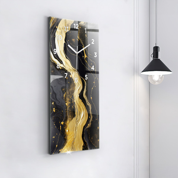 Vertical wall clock Gold marble
