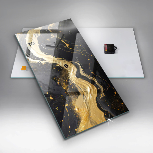 Vertical wall clock Gold marble