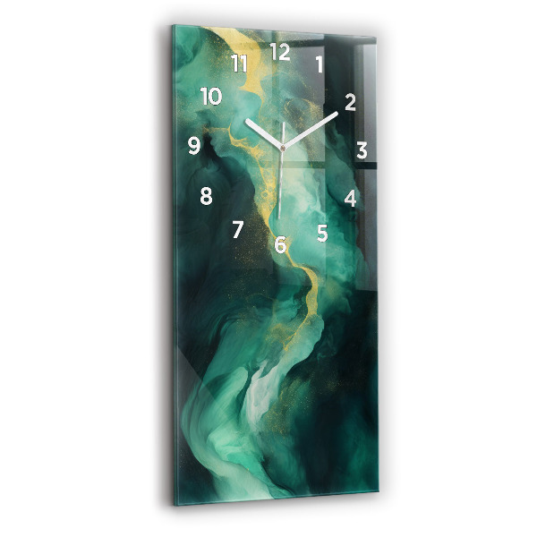 Vertical wall clock Green marble