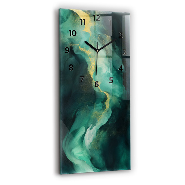 Vertical wall clock Green marble