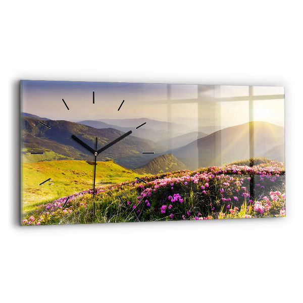 Horizontal wall clock Mountain landscape