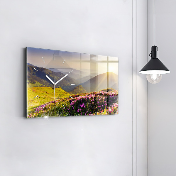 Horizontal wall clock Mountain landscape
