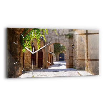 Horizontal wall clock Picturesque street of Rhodes