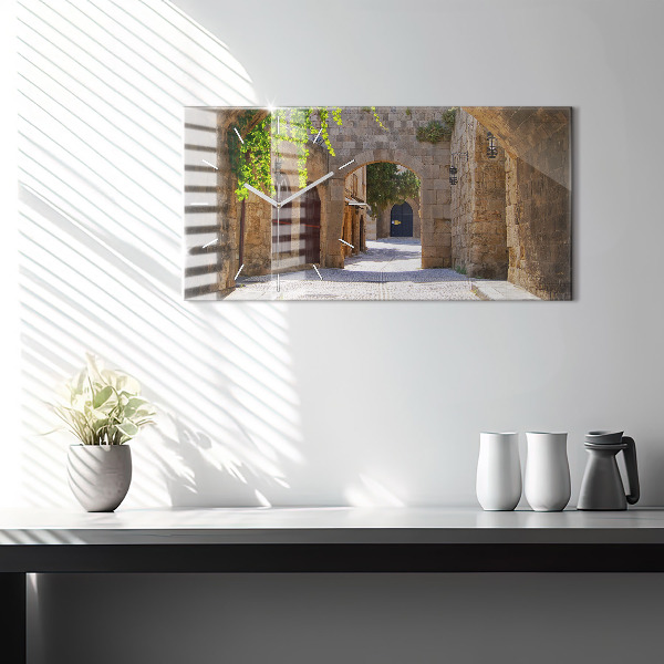 Horizontal wall clock Picturesque street of Rhodes