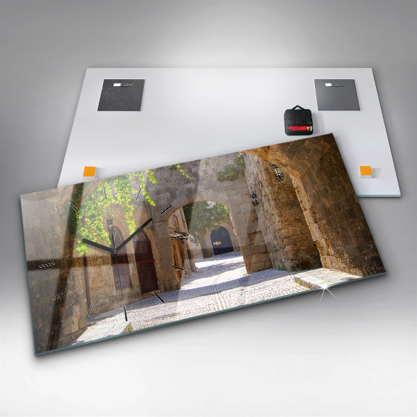 Horizontal wall clock Picturesque street of Rhodes