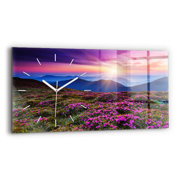 Horizontal wall clock Sunrise flowers