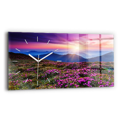 Horizontal wall clock Sunrise flowers