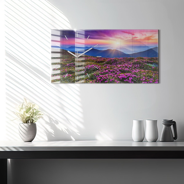 Horizontal wall clock Sunrise flowers