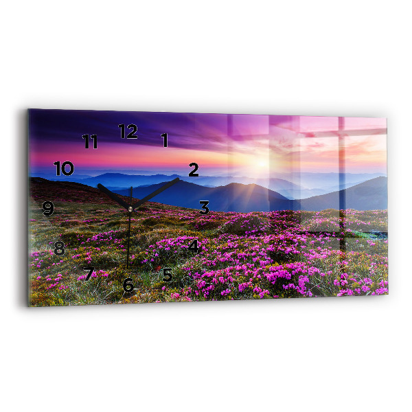 Horizontal wall clock Sunrise flowers