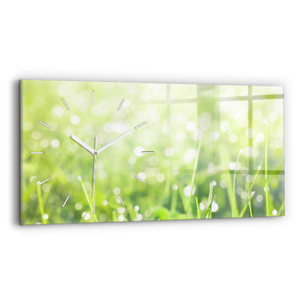 Horizontal wall clock Green grass