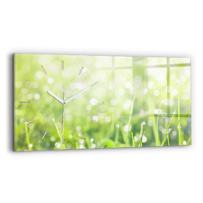 Horizontal wall clock Green grass