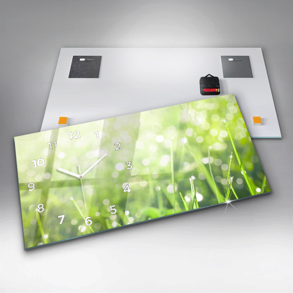 Horizontal wall clock Green grass