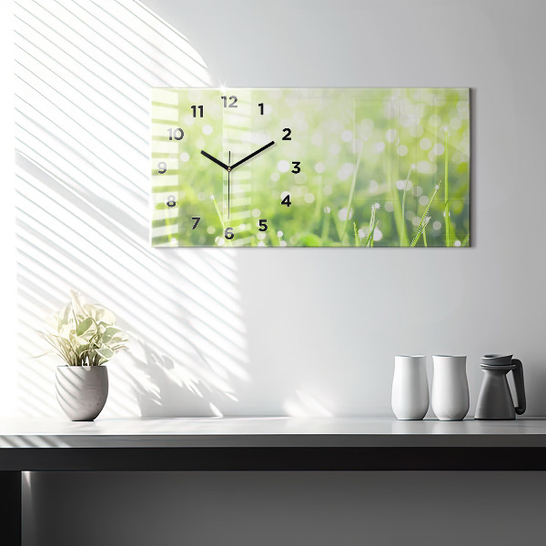 Horizontal wall clock Green grass