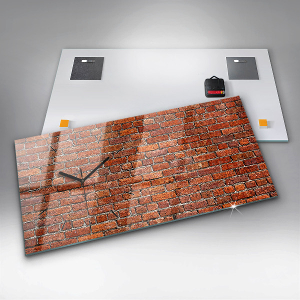 Horizontal wall clock Old brick wall