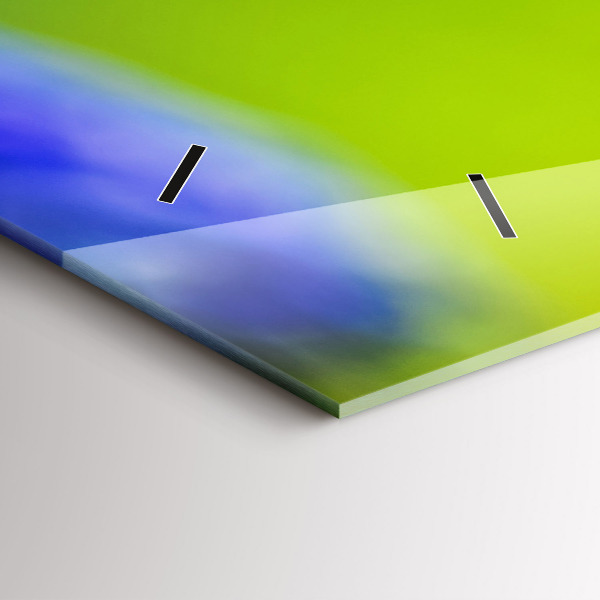 Horizontal wall clock Blue flowers