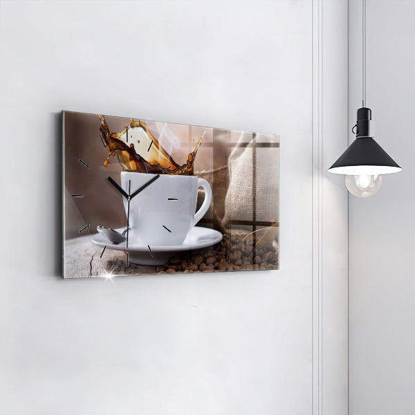 Horizontal wall clock A cup of coffee
