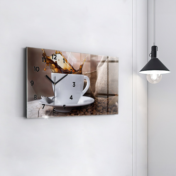 Horizontal wall clock A cup of coffee