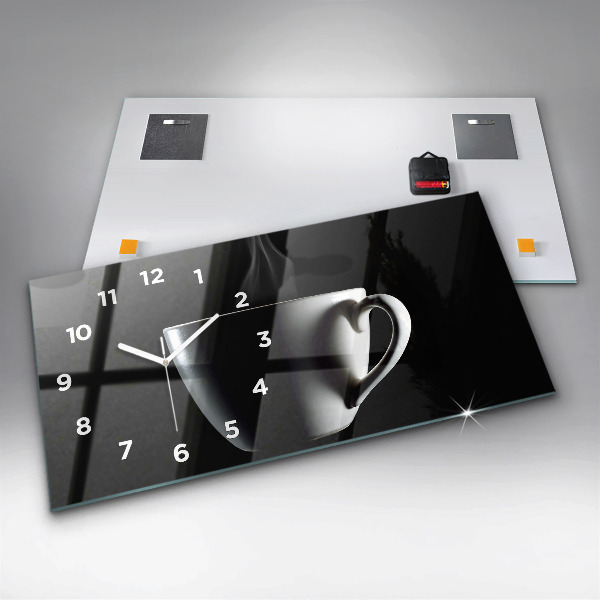 Horizontal wall clock A cup of coffee