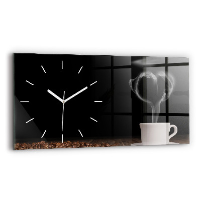 Horizontal wall clock A cup of hot coffee
