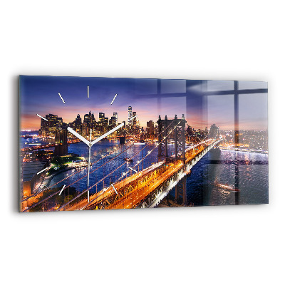 Horizontal wall clock New York and the sunset
